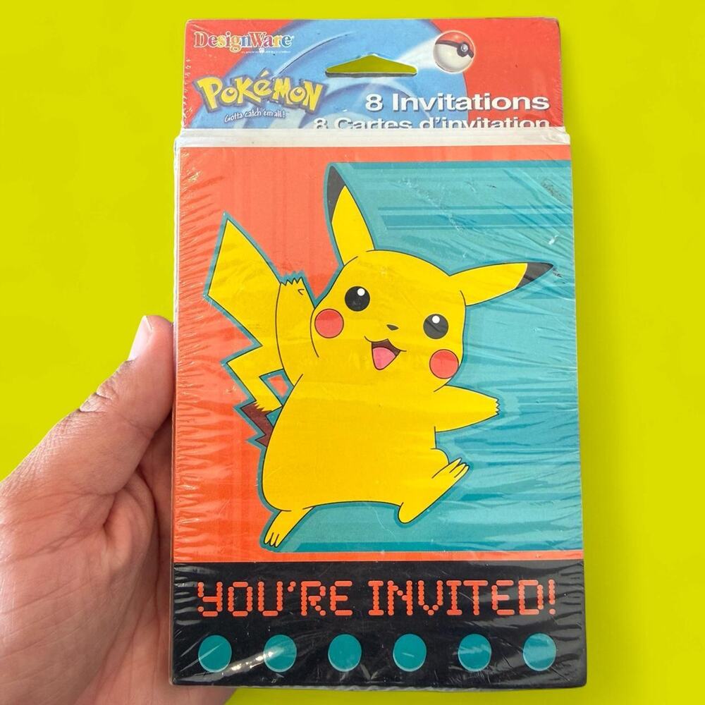 Vintage pokemon pikachu birthday party invites